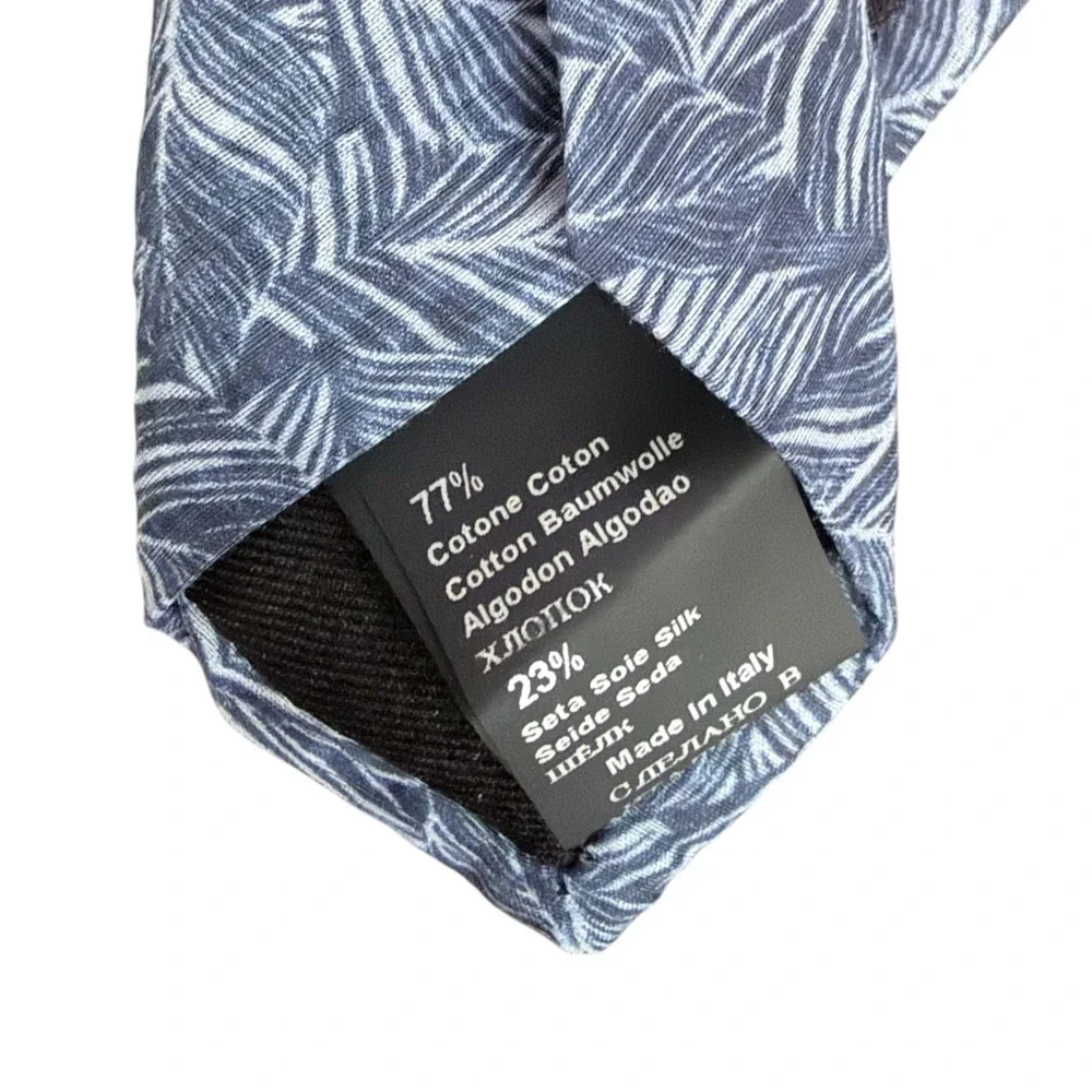 Hugo Boss‎ Mens Silk Blend Gray Blue Leaf Pattern Tie NWT
